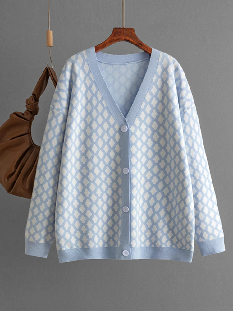 Осень-зима 2024 новый кардиган свитер верхняя одежда модный свободный жаккардовый