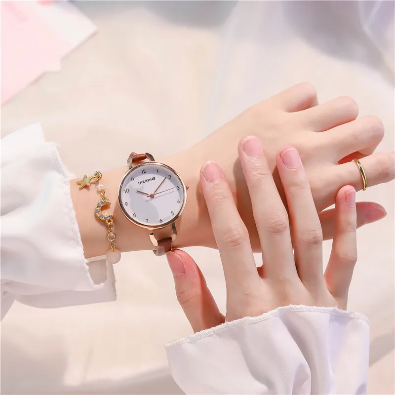 

Fashion Round Quartz Mini Stainless Digital Dial Casual Watches Leather Strap Fashionable Clock Waterproof Wristwatch for Women