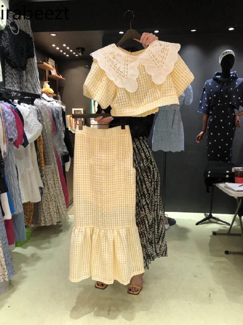 Женский комплект из двух предметов рубашка с лацканами и рукавами-фонариками