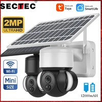 SECTEC Outdoor IP Home Smart Camera Solar WiFi Wireless Security Cam Video Surveillance 5W Solar Panel Cctv Work with Tuya APP