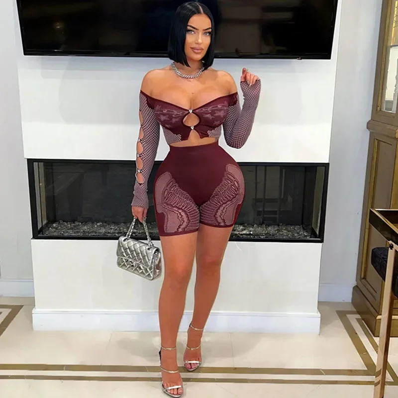 Сексуальная сетчатая прозрачная одежда для ночного клуба женщин комплект из