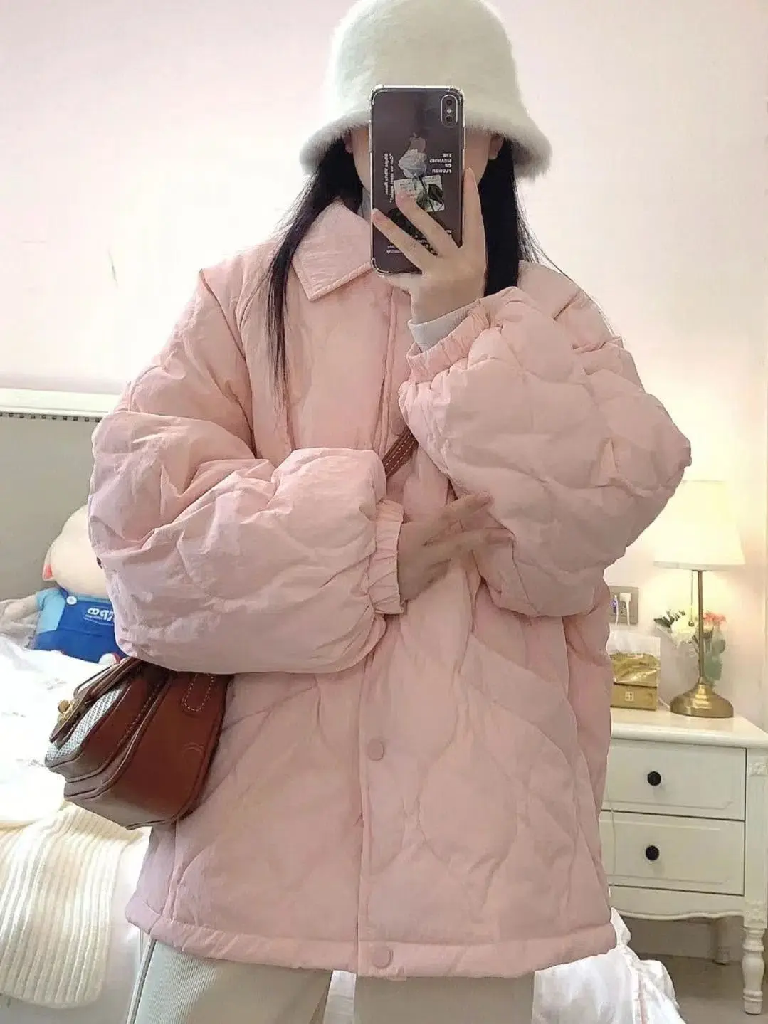 Parkas Women New Winter Clothes Women Cotton-padded Jacket Girls' Warm Thick Diamond Lattice Loose Cotton Coat Korean Style