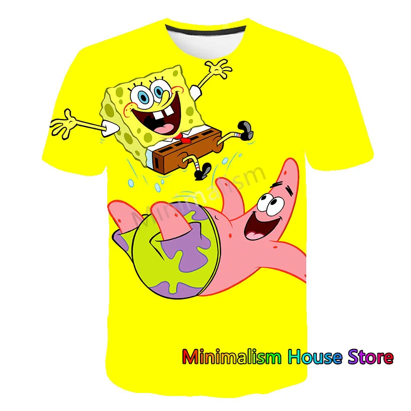 Новинка 2024 мужская футболка с рисунком аниме Губка Боб Квадратные штаны круглым