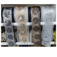 4cm embroidered sequins lace fabric round target desgin mesh side ribbon for dress clothes headdress bridal wedding accessories