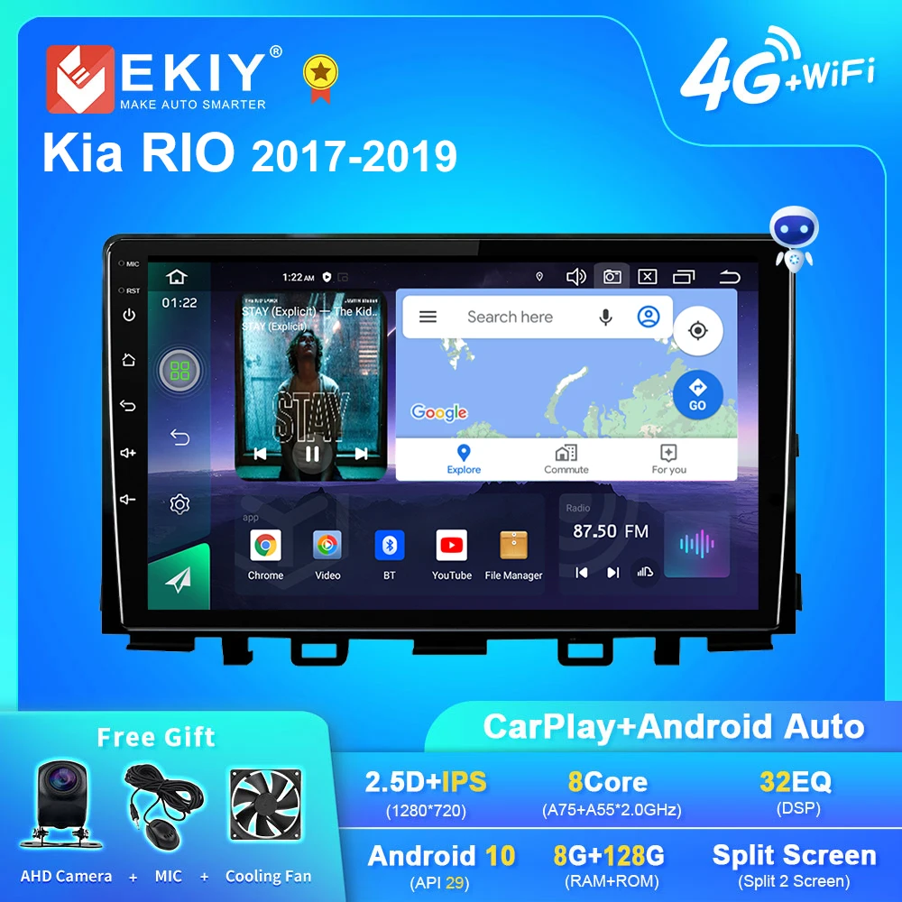 

Автомагнитола EKIY Q7 Android 10 для Kia RIO 2017-2019 DSP Carplay DVD GPS-навигатор плеер мультимедийный плеер автостерео головное устройство