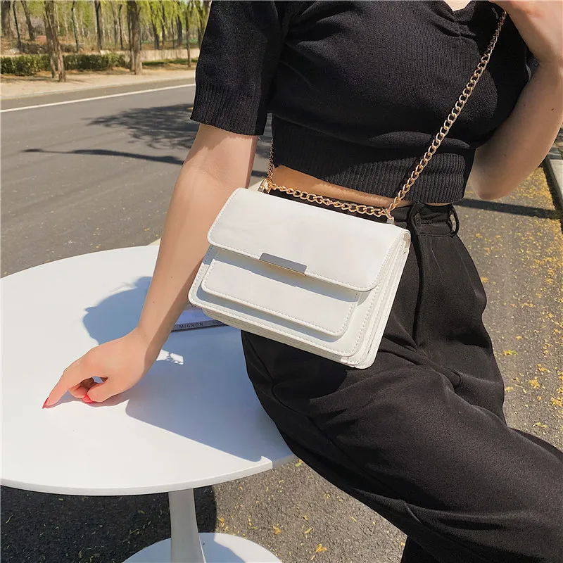 

Модные Простые Наплечные сумки для женщин, роскошный дизайн, однотонная качественная сумка через плечо, Повседневная квадратная ретро-сумк...