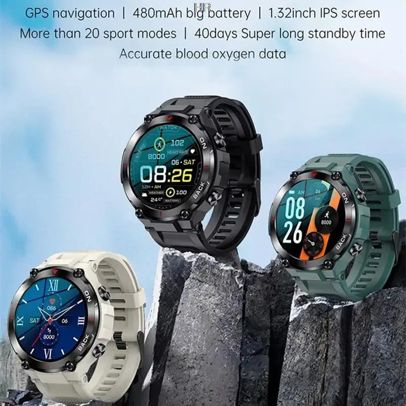 

K37 Smart Watch GPS Outdoor Sport Fitness Bracelet Super Long Standby Wristwatch Health Monitoring Tracker Waterproof Smartwatch