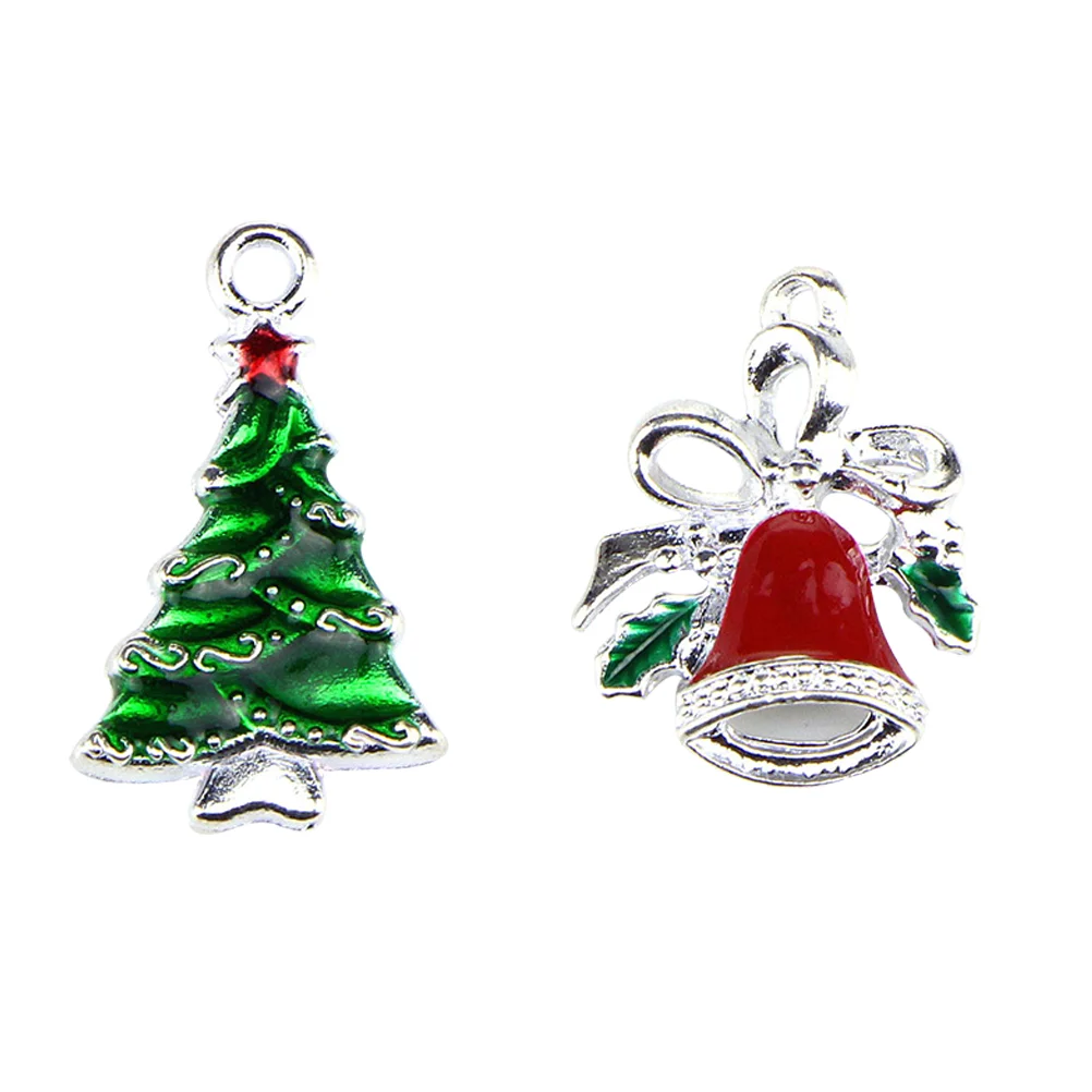 

20pcs Christmas Assorted Charm Pendant Christmas Theme Charms Pendants Xmas Tree Bell Dangle Pendants for Holiday DIY Necklace