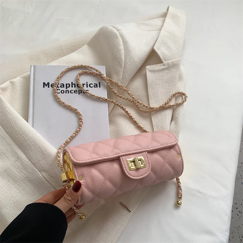 

2022 Summer Barrel Shaped Handbags and Purses Luxury Fashion Designer Mini PU Leather Women's One Shoulder Crossbody Sling Bag