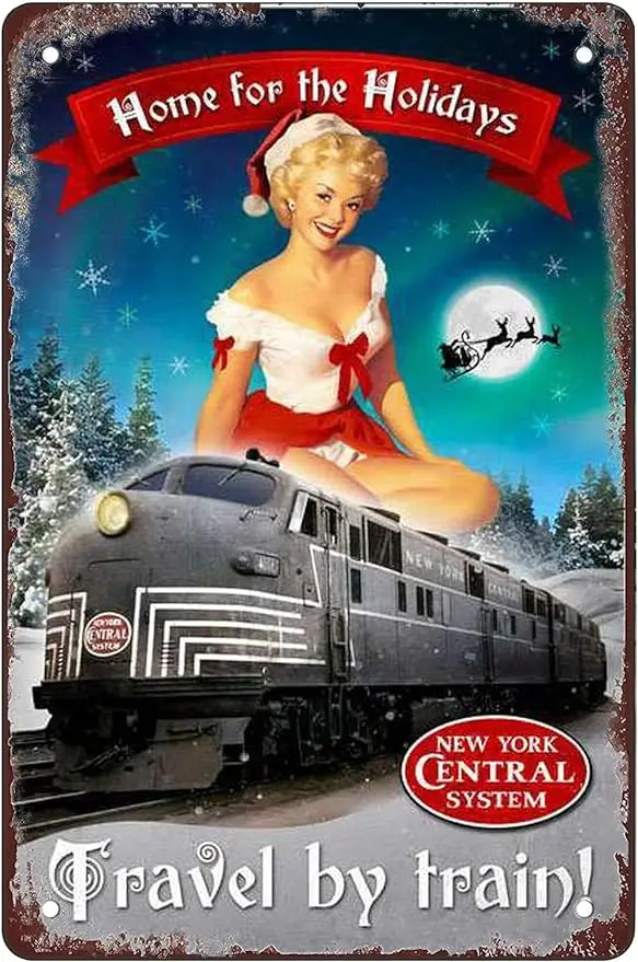 

Christmas Train Funny Coffee Metal Tin Sign For Home Office Coffee Bar Decor nostalgic Retro metal Funny sign gift 8x12in