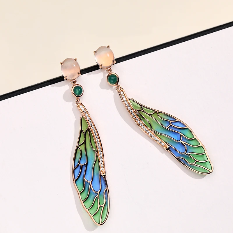 

«Крылья надежды» кристально прозрачные, яркие мечты, модные, элегантные серьги с бриллиантами