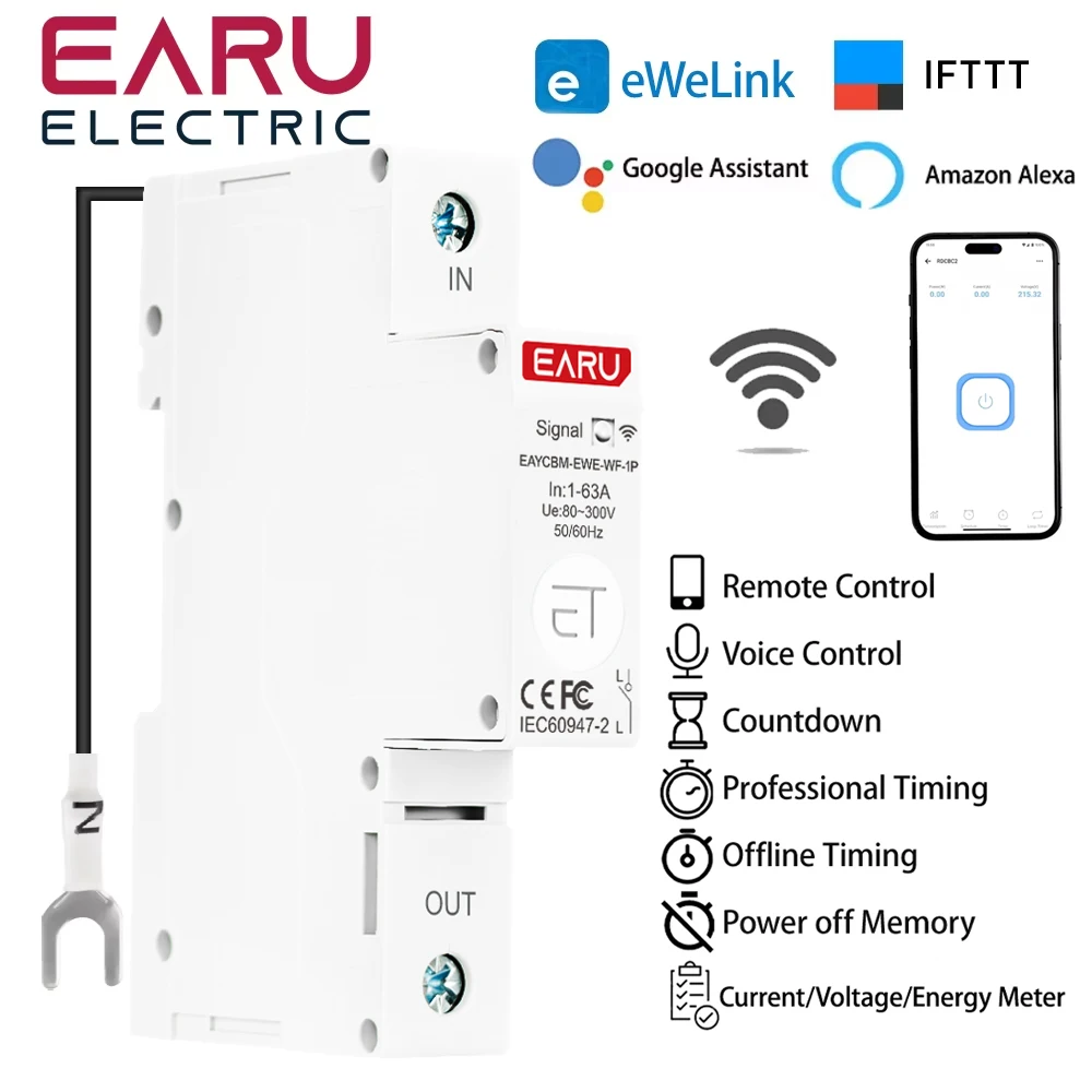

EARUELECTRIC 1P WiFi Умный счетчик энергии