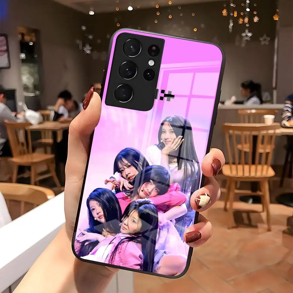 Чехол для телефона KPOP I-ILLIT для Samsung S26 S25 S24 FE S23 S22 S21 Plus S20 Ultra Note20Ultra, черный стеклянный чехол (art.: 3920dcf30a1c3) - 3920dcf30a1c3