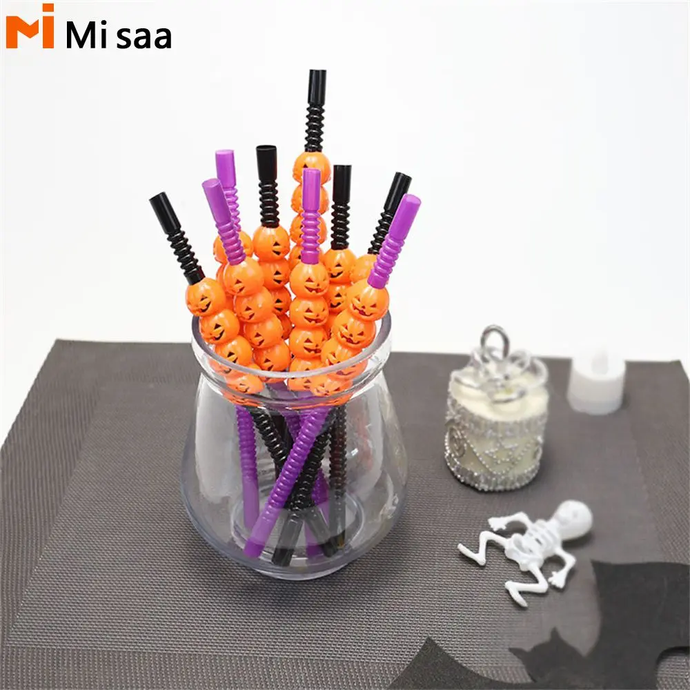 

Halloween Pumpkin Skull Straw 4 Colors Create A Terrifying Atmosphere Unique Design Reusable Creative Personality Pumpkin Straw