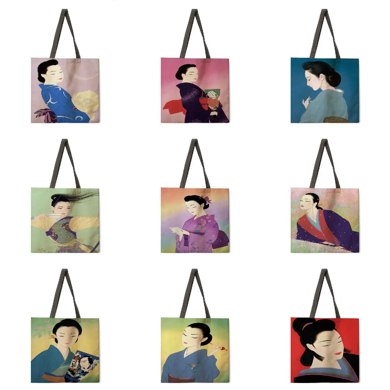 

Ladies Shopping Bag Japanese Diva Print Ladies Shoulder Bag Tote Bag Reusable Grocery Shopping Tote Bag Gift