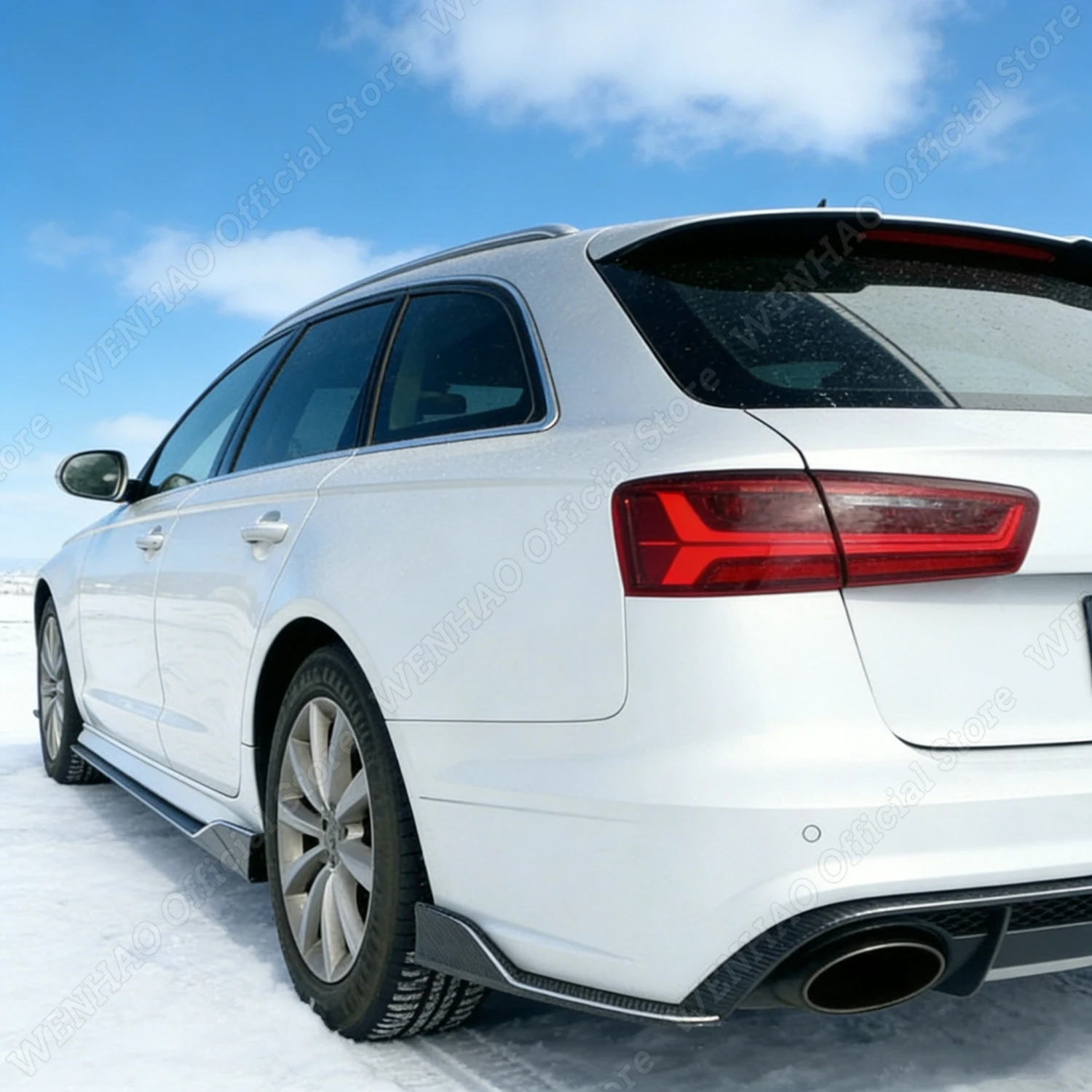 Фото Глянцевые черные боковые пороги для Audi A6 S6 RS6 C7 2.0 2.8 3.0 TFSI TDI FSI Седан/Avant 2011-2018, тюнинг-комплекты, боковые сплиттеры, обвесы №1