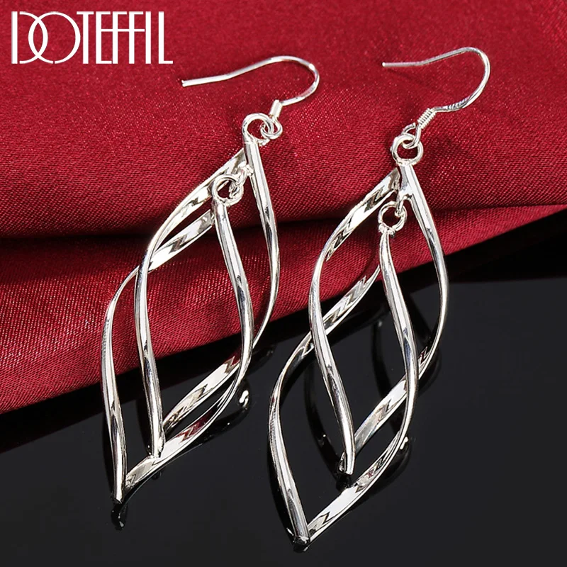 

DOTEFFIL 925 Sterling Silver Hollow Leaf Drop Earrings Charm Women Jewelry Fashion Wedding Engagement Party Gift
