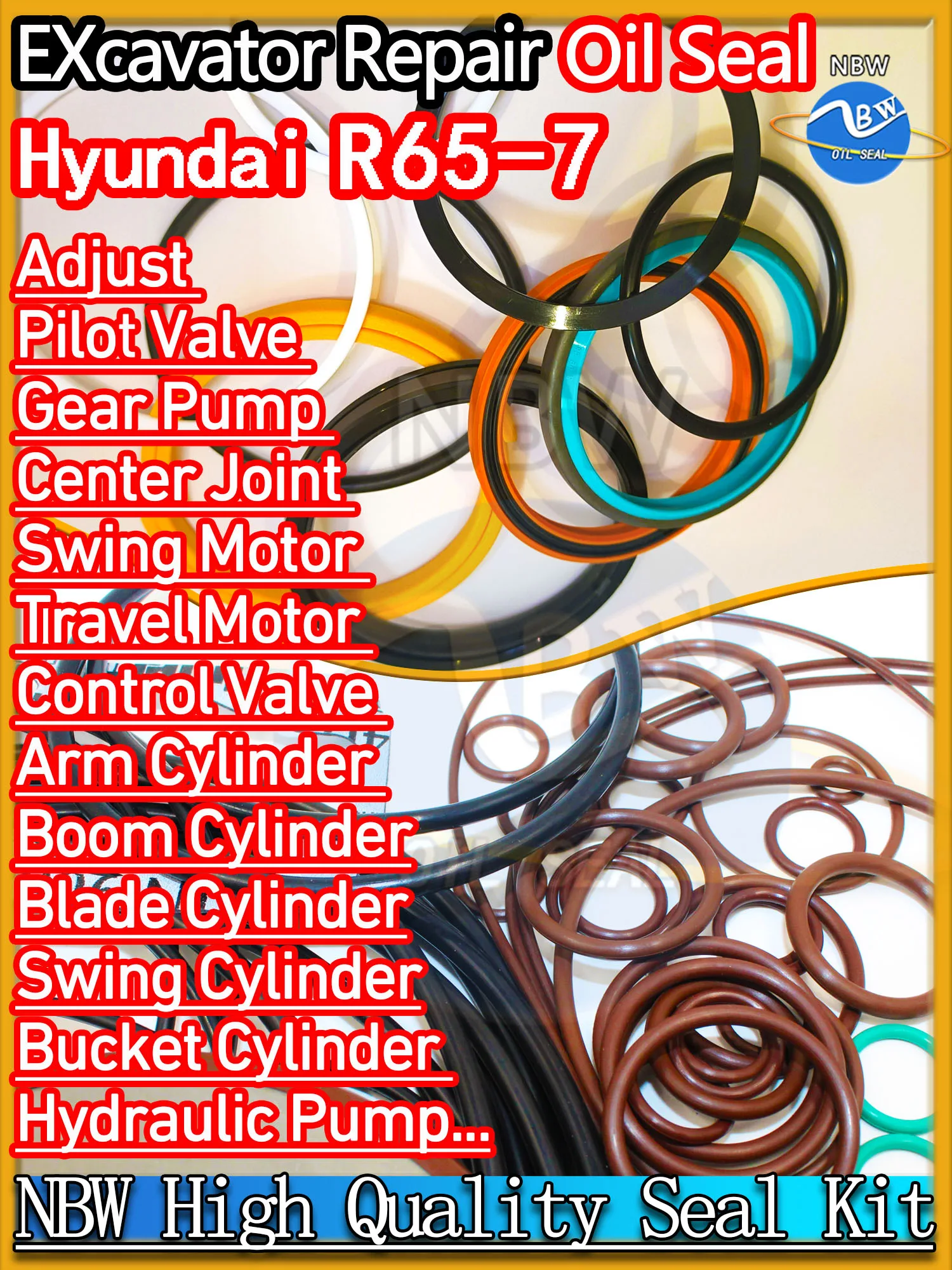 

For Hyundai R65-7 Excavator Oil Seal Kit High Quality Repair R65 7 Skf Service Orginal Quality Track Spovel Hammer Construction