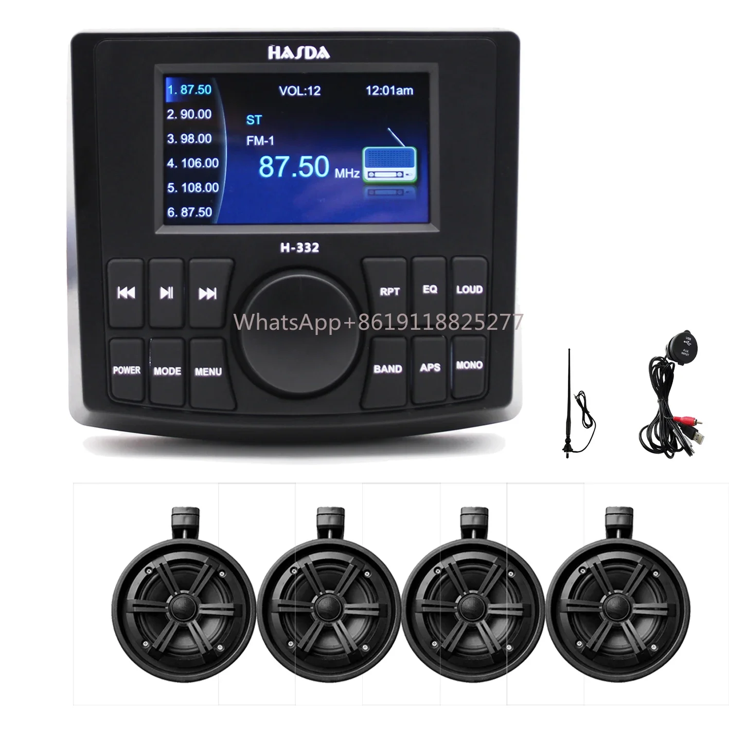 Видеоплеер Maverick X3 для мотоцикла стерео Mp5 BT H-332 + 4x6108 6 5 дюйма 1000 Вт 2prs PMPO черные