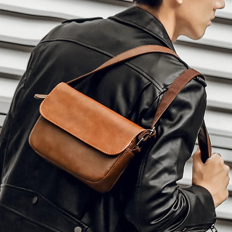 

Дизайнерская сумка-мессенджер через плечо из искусственной кожи, маленькая мужская сумочка через плечо, Модная японская саквояж