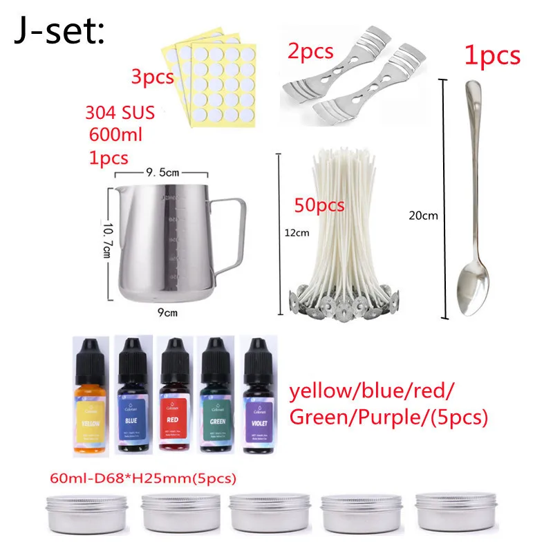 DIY Candle Making Supplies Handmade Aromatherapy Kit Accessories Pigment Soy Wax Core Tool Sets Mold |