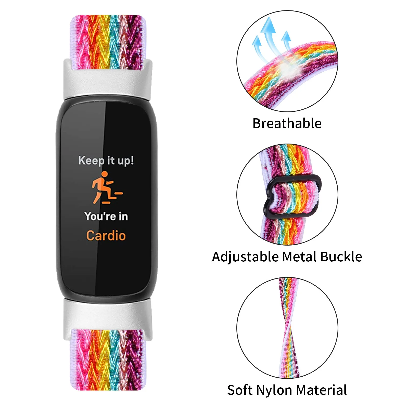 

For Fitbit-Luxe Watch Adjustable Elastic Nylon Strap 5.3-8.3inch Replacement Strap For Women Men Party Wristbands for