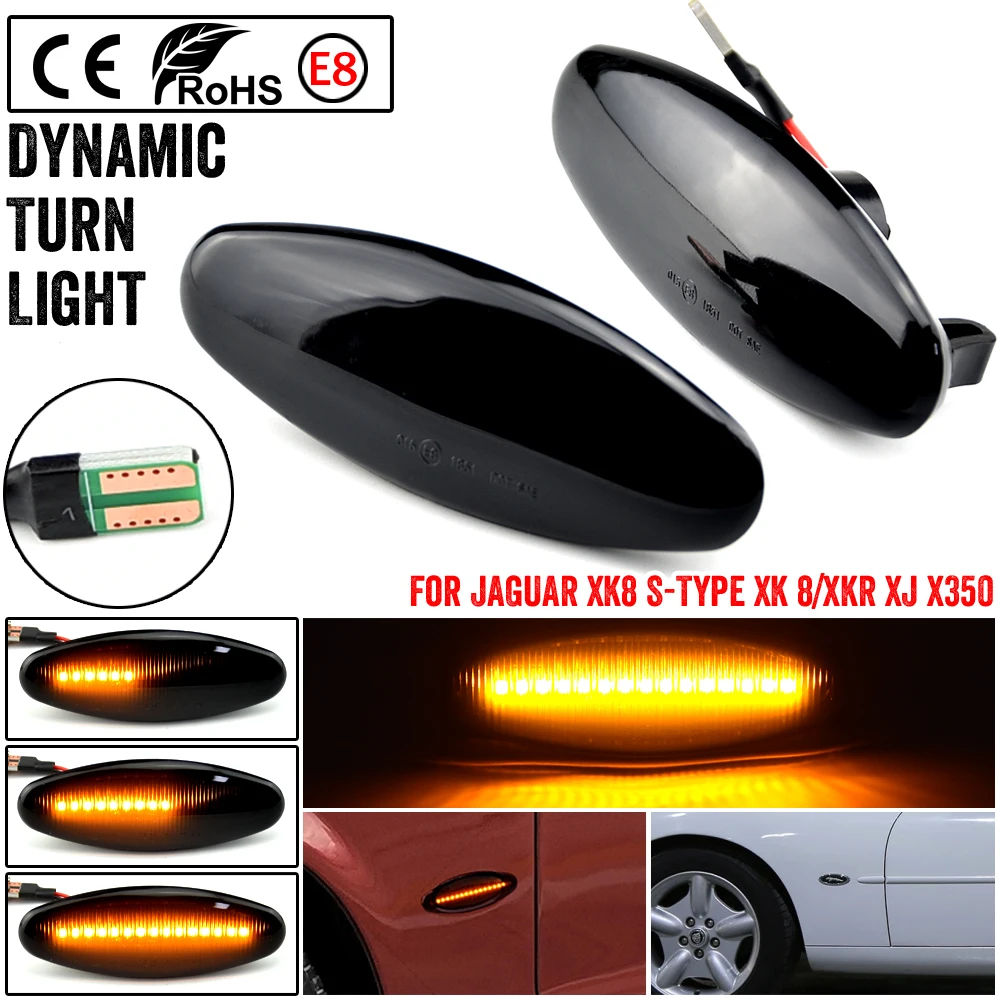 

For Jaguar XJ8 XJR 1997-2005 XJX350 S-Type Dynamic Repeater LED Side Marker Light Turn Signal Lamp Car Styling