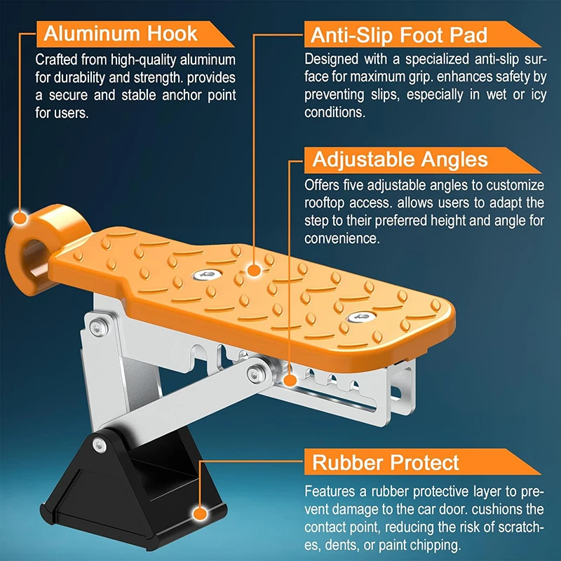 Универсальная автомобильная дверная ступенька алюминиевая двуногая педаль для