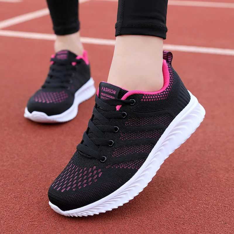 ZHENZU New Size 35-42 Womens Lightweight Black Sneakers Outdoor Sports Breathable Mesh Running Shoes Trainers zapatos deportivos