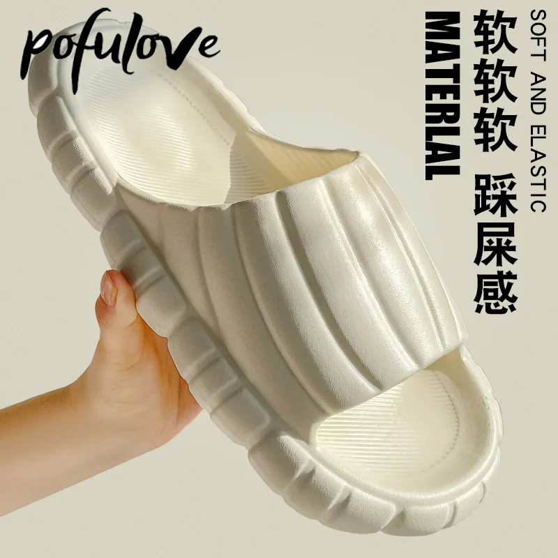 

Домашние тапочки Pofulove для женщин и мужчин, садовые тапочки из ЭВА, на платформе, Нескользящие, летняя обувь для инъекций