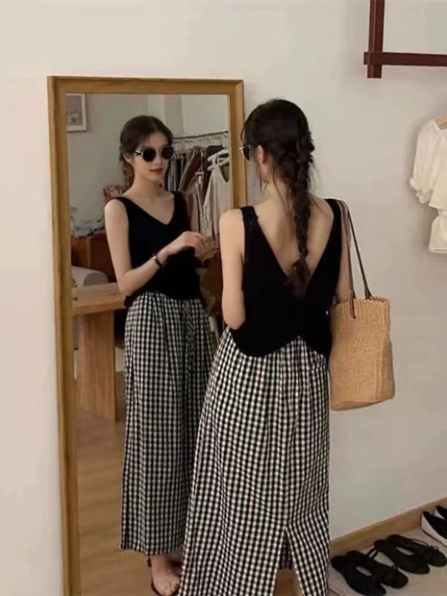 Вязаный жилет из ледяного шелка с вырезом сзади женская тонкая летняя верхняя