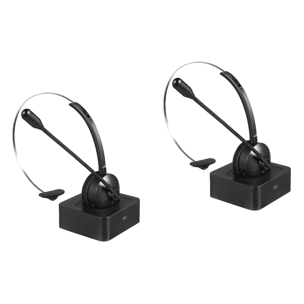 

Set 2 Wireless The Ear Headphones Operator Headset Unilateral 17x15cm Black Abs