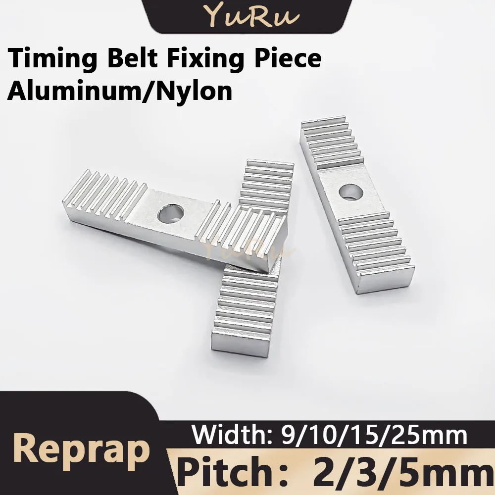 

Timing Belt Fixing Piece Aluminum Nylon Block 2GT Tooth Pitch 2/3/5mm Width 9/10/15/25mm Clamp 9*40mm For 3D Printer CNC