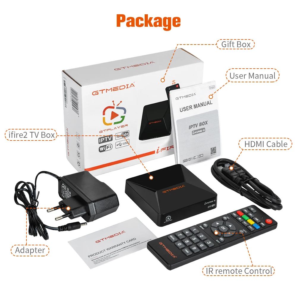 ТВ-приставка GTmedia Ifire 2 M3U 1080p HD H.265 10Bit Bulti In Wifi Ethernet MPEG 4 медиаплеер телеприставка со