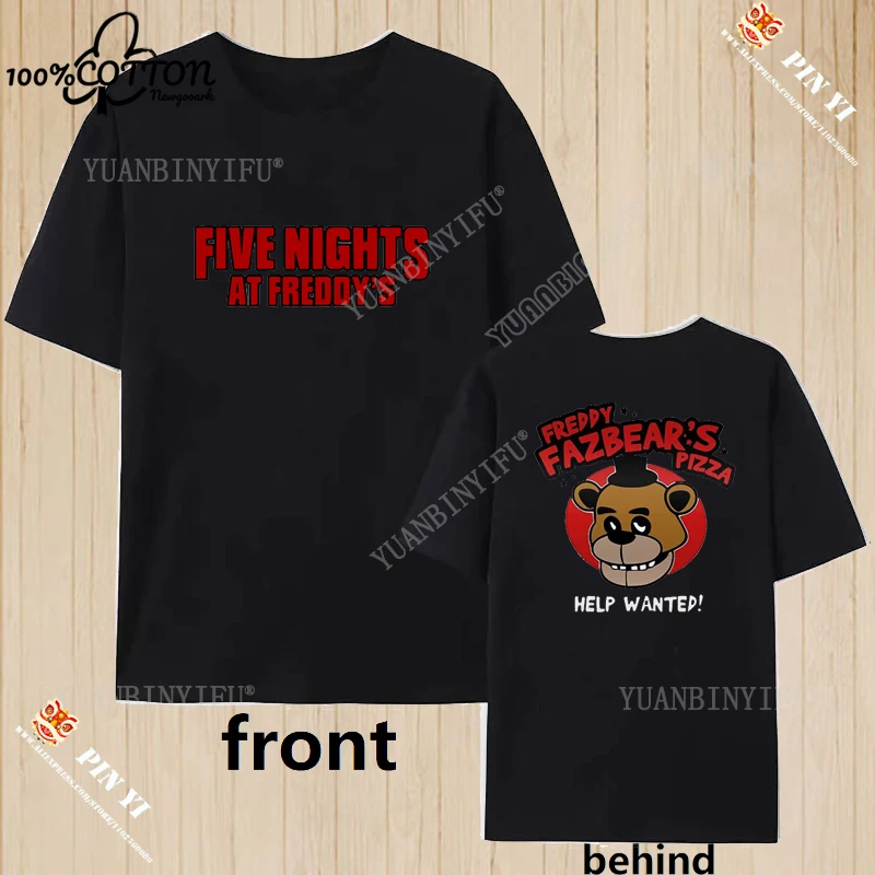 Фото Harajuku модная повседневная футболка Fnaf 2 Animatronics Five Nights A Street с летним принтом, 100% хлопок, креативная футболка с круглым вырезом и короткими рукавами №3
