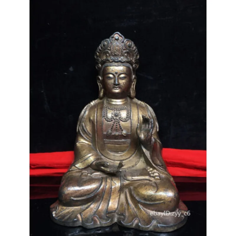 

Chinese Tibetan Buddhism Old Pure Copper Seiko Carving Guanyin Bodhisattva Statue