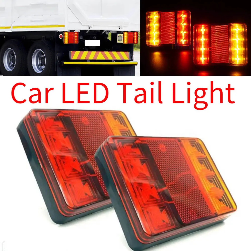 

Car Lighting Waterproof IP65 2Pcs/ Pair Boat Trailer 12V Rear Parts Car LED Tail Light Waterproof 8 Rear Lamps For Trailer Truck