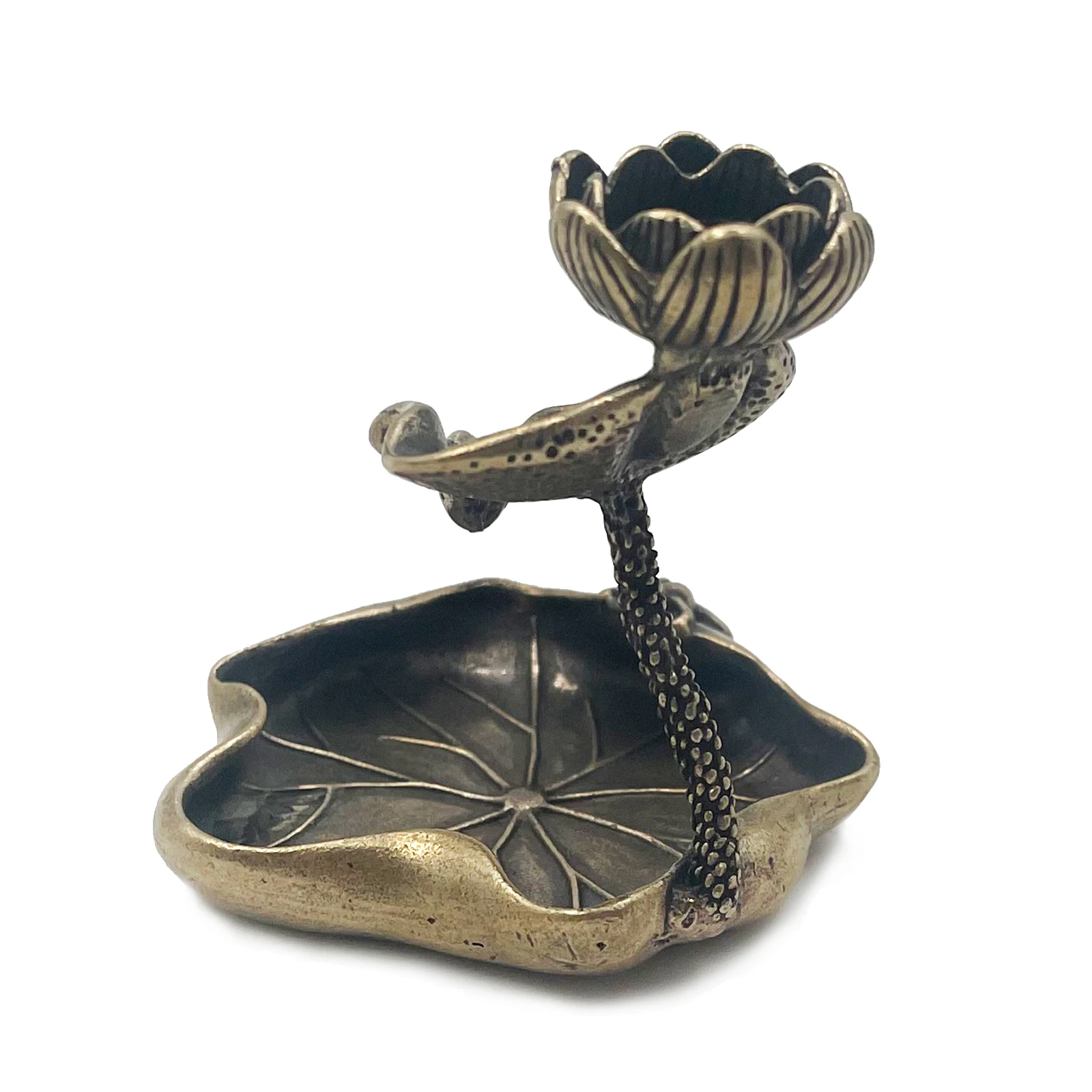 Античная латунная курильница в форме листьев лотоса декоративная из твердой