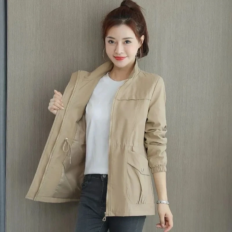 

2022 New Women Basic Coat Korean Loose Short Windbreaker Women's Spring Autumn Lady Jacket Zipper Solid Women Coat Slim Overcoat