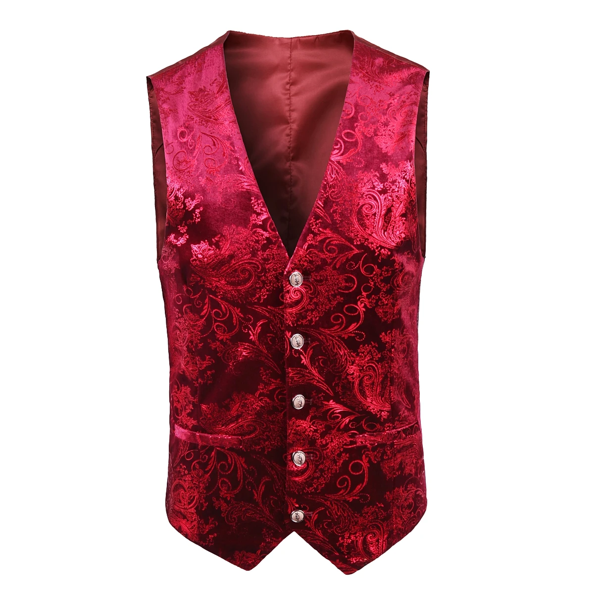 

Parklees Steampunk Red Bronzing Vests for Men Party Wedding Groom Slim Fit Waistcoat Classic Sleeveless Dress Vest Gilet Costume