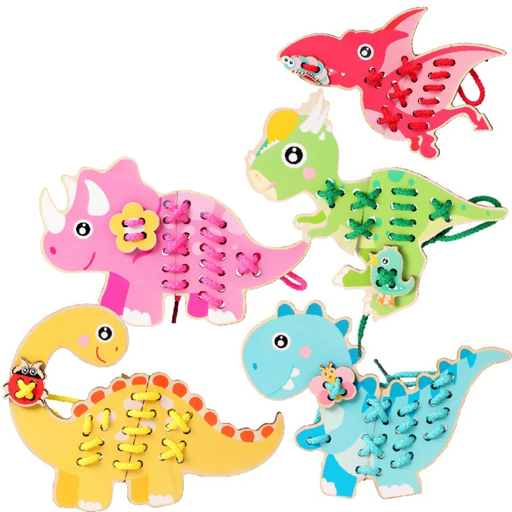 

Kids Dinosaur Wooden Puzzle Toy Fingers Flexible Training Educational Twisting Worm Toy Montessori Toy Teaching Aids Gifts