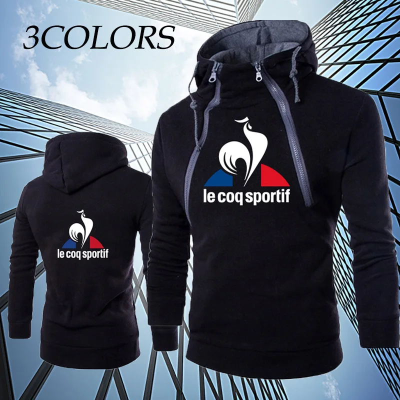 

2022 New Autumn Le Cop Design Printed Fashion Double Chain Hooded Men's Sweatshirt Casual Long Sleeve Men's Hoodies 3 Colors