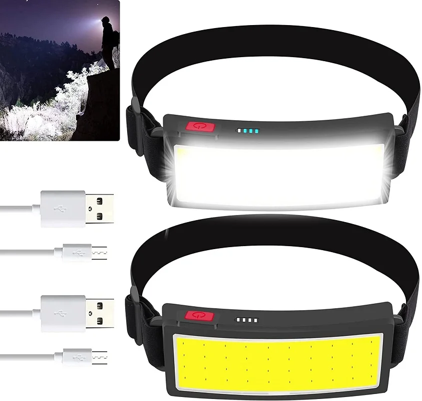 

Super Bright COB LED Headlamps Waterproof Headlights USB Rechargeable Headlamp Waterproof Headlight Head Torch with Battery