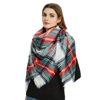 chenkio women warm shawl winter wraps large scarves cashmere feel plaid triangle scarf scarf women luxury foulard triangle femme