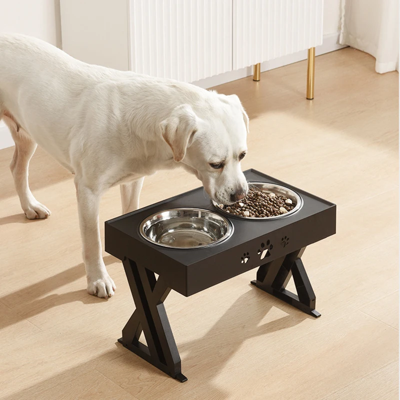 Dog Double Bowls Stand Height Adjustable Dogs Cats Lift Table Feeders Pet Feeding Bowl Medium Big Dog Elevated Food Water Dish