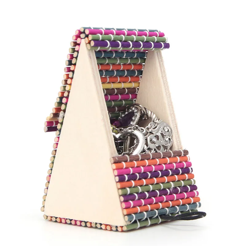 

Rainbow Ring Necklace Earrings Display Bamboo Wooden Jewelry Storage Boxes Case