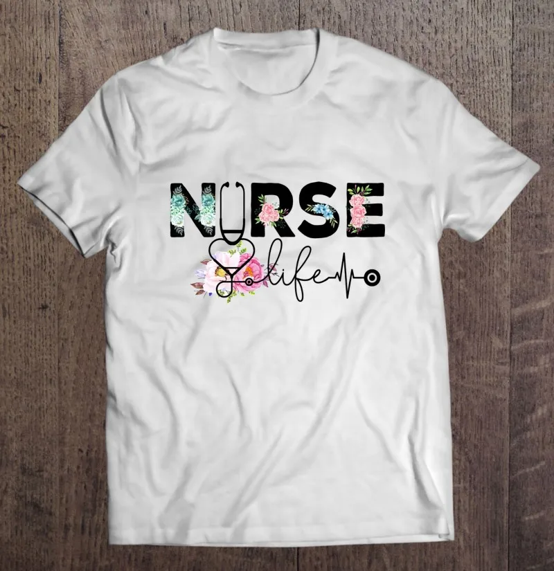 

Футболка мужская оверсайз из хлопка с цветочным стетоскопом для медсестры