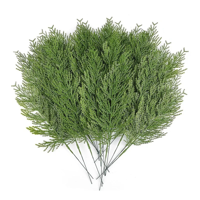 

40 Pcs Artificial Cedar Sprigs Faux Cedar Spray Branches Cedar Cypress Stems Pine Picks Green