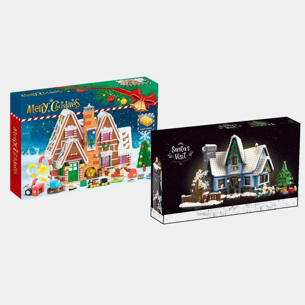 

Рождественская елка MOC, имбирный домик, Санта-Клаус, друзья, зимняя деревня, подходит для 10293, 10267, строительные блоки, игрушки, подарок, подаро...