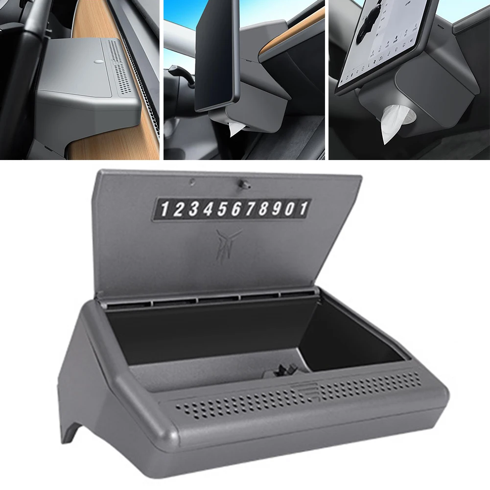 

Car Interior Central Control Storage Tissue Box Decoration For Tesla Model 3 Y Can Store Glasses, Business Cards, Etc.